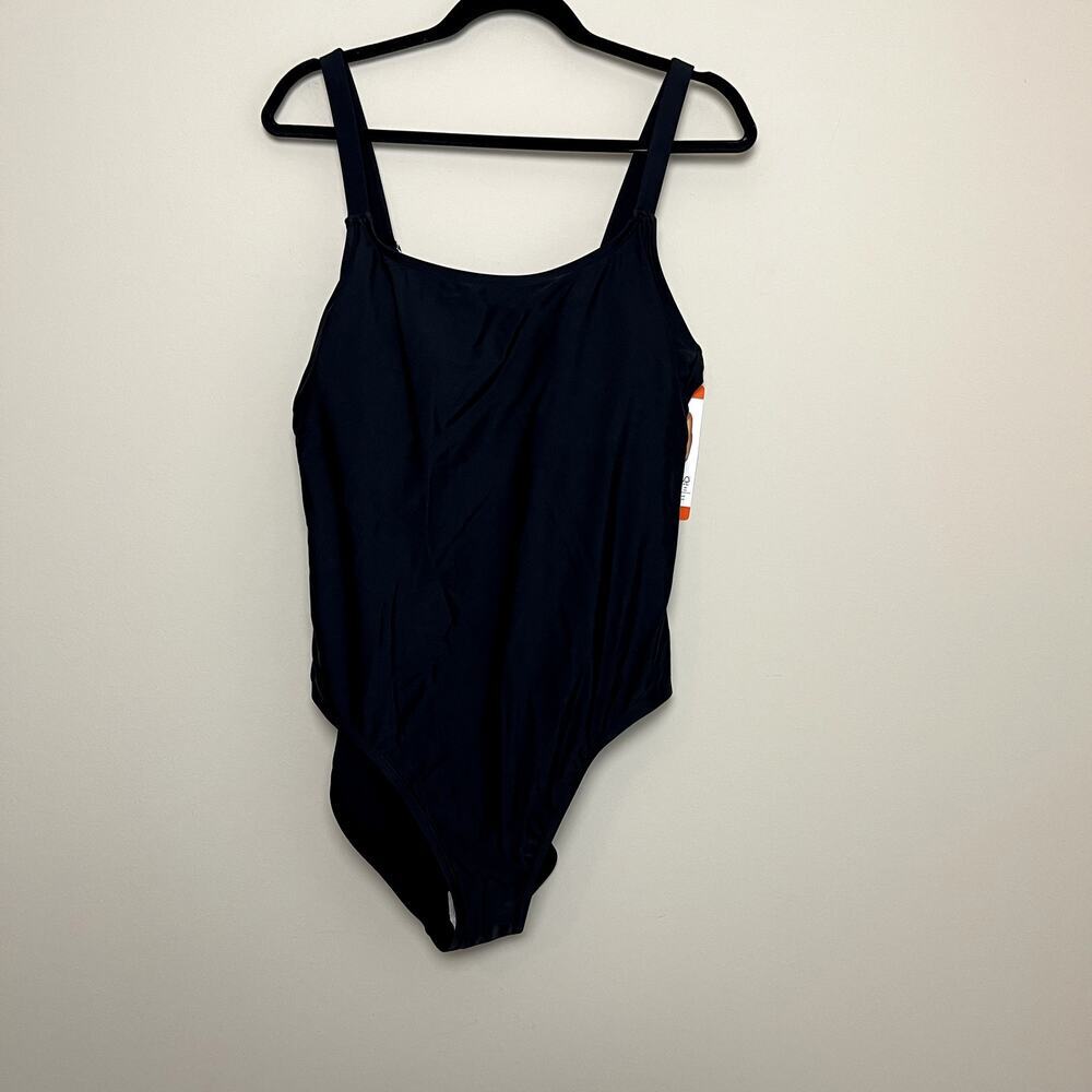 NWT Hurley Black Pull On Full Coverage One Piece Swimsuit Minimalist Women's XXL